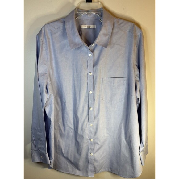 FOXCROFT Non Iron Blue Oxford Shirt 20W Button Up Blouse Cotton Classic Work - Picture 1 of 11